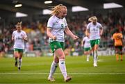 22 June 2023; Amber Barrett of Republic of Ireland celebrates after scoring her side's third goal during the women's international friendly match between Republic of Ireland and Zambia at Tallaght Stadium in Dublin. Photo by Stephen McCarthy/Sportsfile