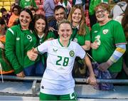 22 June 2023; Erin McLaughlin of Republic of Ireland with her family after making her debut in the women's international friendly match between Republic of Ireland and Zambia at Tallaght Stadium in Dublin. Photo by Stephen McCarthy/Sportsfile