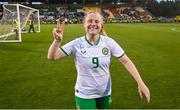 22 June 2023; Amber Barrett of Republic of Ireland after her side's victory in the women's international friendly match between Republic of Ireland and Zambia at Tallaght Stadium in Dublin. Photo by Stephen McCarthy/Sportsfile