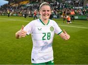 22 June 2023; Erin McLaughlin of Republic of Ireland after making her debut in the women's international friendly match between Republic of Ireland and Zambia at Tallaght Stadium in Dublin. Photo by Stephen McCarthy/Sportsfile