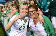 22 June 2023; Claire O'Riordan of Republic of Ireland with her mother Kathy after the women's international friendly match between Republic of Ireland and Zambia at Tallaght Stadium in Dublin. Photo by Stephen McCarthy/Sportsfile