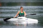 23 June 2023; Jenny Egan-Simmons of Ireland in the Women's Kayak Single 500m Heat at the Kryspinow Waterway on day four of the European Games 2023 in Kraków, Poland. Photo by Nikola Krstic/Sportsfile