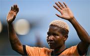 22 June 2023; Grace Chanda of Zambia acknowledges supporters after the women's international friendly match between Republic of Ireland and Zambia at Tallaght Stadium in Dublin. Photo by Brendan Moran/Sportsfile