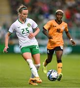 22 June 2023; Claire O'Riordan of Republic of Ireland in action against Grace Chanda of Zambia during the women's international friendly match between Republic of Ireland and Zambia at Tallaght Stadium in Dublin. Photo by Brendan Moran/Sportsfile