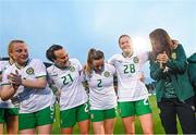 22 June 2023; Republic of Ireland players, from left, Amber Barrett, Ciara Grant, Harriet Scott, Erin McLaughlin and Niamh Fahey after the women's international friendly match between Republic of Ireland and Zambia at Tallaght Stadium in Dublin. Photo by Stephen McCarthy/Sportsfile