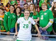 22 June 2023; Erin McLaughlin of Republic of Ireland and family after the women's international friendly match between Republic of Ireland and Zambia at Tallaght Stadium in Dublin. Photo by Stephen McCarthy/Sportsfile