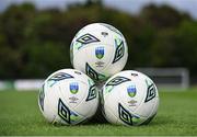 23 June 2023; A general view of footballs before the SSE Airtricity Men's Premier Division match between UCD and Sligo Rovers at UCD Bowl in Dublin. Photo by Stephen Marken/Sportsfile