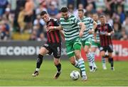 23 June 2023; Neil Farrugia of Shamrock Rovers in action against \v8 during the SSE Airtricity Men's Premier Division match between Bohemians and Shamrock Rovers at Dalymount Park in Dublin. Photo by Seb Daly/Sportsfile