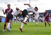 23 June 2023; Dundalk players Archie Davies, right, and Patrick Hoban in action against Dayle Rooney of Drogheda United during the SSE Airtricity Men's Premier Division match between Drogheda United and Dundalk at Weaver's Park in Drogheda, Louth. Photo by Piaras Ó Mídheach/Sportsfile