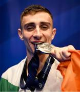23 June 2023; Jack Woolley of Ireland with his silver medal after his Taekwando Men's 58kg gold medal final match against Adrian Vicente Yunta of Spain at the Krynica-Zdrój Arena during the European Games 2023 in Poland. Photo by David Fitzgerald/Sportsfile
