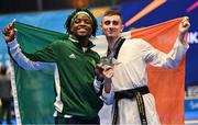 23 June 2023; Jack Woolley of Ireland with his silver medal and teammate Leroy Dilandu at the Krynica-Zdrój Arena during the European Games 2023 in Poland. Photo by David Fitzgerald/Sportsfile