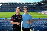 24 June 2023; Ciaran Murphy, left, and Dylan Melody from Na Gaeil Aeracha GAA Club during a Gaelic Games Pride Breakfast at Croke Park, celebrating inclusive Gaelic Games, hosted by the GPA, LGFA, Camogie & GAA. Over 100 inter-county and club players gathered together at Croke Park ahead of the Dublin Pride Parade. Photo by Stephen McCarthy/Sportsfile