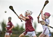 24 June 2023; Zach Donegan of Raheny, Dublin, in action against Shay Brady of St Mary's Athenry, Galway, during the John West Féile na nGael National Camogie and Hurling Finals 2023 at the Connacht GAA Centre in Bekan, Mayo. Eighty club sides took part in the national finals across seven venues in Connacht. Sponsored for the eighth time by John West, it is one of the biggest underage sporting events on the continent. Photo by Sam Barnes/Sportsfile
