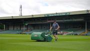 24 June 2023; Groundsman Nicky Green tends to the grass before the GAA Hurling All-Ireland Senior Championship Quarter Final match between Clare and Dublin at TUS Gaelic Grounds in Limerick. Photo by Ray McManus/Sportsfile