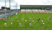 24 June 2023; Monaghan players warm-up before the Electric Ireland GAA All-Ireland Football Minor Championship Semi-Final match between Kerry and Monaghan at Glenisk O'Connor Park in Tullamore, Offaly. Photo by Seb Daly/Sportsfile