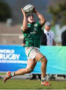 24 June 2023; Ruadhan Quinn of Ireland gathers the cross kick during the U20 Rugby World Cup match between England and Ireland at Paarl Gymnasium in Paarl, South Africa. Photo by Shaun Roy/Sportsfile