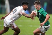24 June 2023; John Devine of Ireland attempts to get past Rekeiti Ma'asi-White of England during the U20 Rugby World Cup match between England and Ireland at Paarl Gymnasium in Paarl, South Africa. Photo by Shaun Roy/Sportsfile
