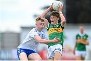 24 June 2023; Dara Hogan of Kerry in action against Cian Greenan of Monaghan during the Electric Ireland GAA All-Ireland Football Minor Championship Semi-Final match between Kerry and Monaghan at Glenisk O'Connor Park in Tullamore, Offaly. Photo by Seb Daly/Sportsfile