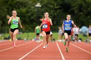 24 June 2023; Angela Cielecka, 4, from Taylors Hill Galway, Connacht, on her way to winning the Girls 100m during the 123.ie Tailteann School’s Interprovincial Games at the SETU Campus in Carlow. Photo by Matt Browne/Sportsfile