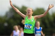24 June 2023; Pia Langton, from Loreto Kilkenny, Leinster, after celebrates winning the Girls 800m during the 123.ie Tailteann School’s Interprovincial Games at the SETU Campus in Carlow. Photo by Matt Browne/Sportsfile
