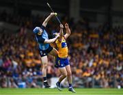 24 June 2023; Paddy Doyle of Dublin in action against Ian Galvin of Clare during the GAA Hurling All-Ireland Senior Championship Quarter Final match between Clare and Dublin at TUS Gaelic Grounds in Limerick. Photo by Piaras Ó Mídheach/Sportsfile