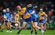 24 June 2023; John Conlon of Clare in action against Cian O'Sullivan of Dublin during the GAA Hurling All-Ireland Senior Championship Quarter Final match between Clare and Dublin at TUS Gaelic Grounds in Limerick. Photo by Ray McManus/Sportsfile
