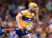 24 June 2023; Mark Rodgers of Clare after scoring his side's second goal during the GAA Hurling All-Ireland Senior Championship Quarter Final match between Clare and Dublin at TUS Gaelic Grounds in Limerick. Photo by Piaras Ó Mídheach/Sportsfile