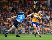 24 June 2023; David Fitzgerald of Clare in action against Conor Burke of Dublin during the GAA Hurling All-Ireland Senior Championship Quarter Final match between Clare and Dublin at TUS Gaelic Grounds in Limerick. Photo by Piaras Ó Mídheach/Sportsfile