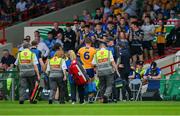 24 June 2023; Clare hurling manager Brian Lohan looks on as John Conlon of Clare leaves the field, injured, during the GAA Hurling All-Ireland Senior Championship Quarter Final match between Clare and Dublin at TUS Gaelic Grounds in Limerick. Photo by Ray McManus/Sportsfile