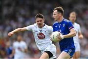 24 June 2023; Karl O’Connell of Monaghan in action against David Hyland of Kildare during the GAA Football All-Ireland Senior Championship Preliminary Quarter Final match between Kildare and Monaghan at Glenisk O'Connor Park in Tullamore, Offaly. Photo by Seb Daly/Sportsfile