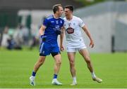 24 June 2023; Mick O’Grady of Kildare celebrates in front of Jack McCarron of Monaghan during the GAA Football All-Ireland Senior Championship Preliminary Quarter Final match between Kildare and Monaghan at Glenisk O'Connor Park in Tullamore, Offaly. Photo by Seb Daly/Sportsfile