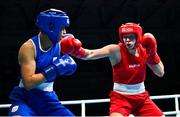 24 June 2023; Amy Broadhurst of Ireland, right, in action against Milena Matovic of Serbia in their Welterweight 66kg bout at the Nowy Targ Arena during the European Games 2023 in Poland. Photo by Tyler Miller/Sportsfile