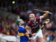 24 June 2023; Conor Whelan of Galway in action against Cathal Barrett of Tipperary during the GAA Hurling All-Ireland Senior Championship Quarter Final match between Galway and Tipperary at TUS Gaelic Grounds in Limerick. Photo by Piaras Ó Mídheach/Sportsfile