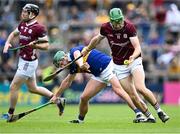 24 June 2023; Cianan Fahy of Galway in action against Cathal Barrett of Tipperary during the GAA Hurling All-Ireland Senior Championship Quarter Final match between Galway and Tipperary at TUS Gaelic Grounds in Limerick. Photo by Piaras Ó Mídheach/Sportsfile