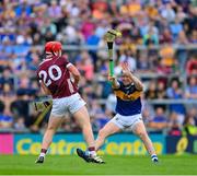 24 June 2023; Ronan Glennon of Galway has a shot blocked by Alan Tynan of Tipperary during the GAA Hurling All-Ireland Senior Championship Quarter Final match between Galway and Tipperary at TUS Gaelic Grounds in Limerick. Photo by Ray McManus/Sportsfile