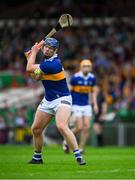 24 June 2023; Jason Forde of Tipperary strikes a free during the GAA Hurling All-Ireland Senior Championship Quarter Final match between Galway and Tipperary at TUS Gaelic Grounds in Limerick. Photo by Ray McManus/Sportsfile
