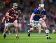 24 June 2023; Séamus Kennedy of Tipperary in action against Evan Niland of Galway during the GAA Hurling All-Ireland Senior Championship Quarter Final match between Galway and Tipperary at TUS Gaelic Grounds in Limerick. Photo by Piaras Ó Mídheach/Sportsfile