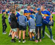 24 June 2023; Cathal Barrett of Tipperary with supporters after the GAA Hurling All-Ireland Senior Championship Quarter Final match between Galway and Tipperary at TUS Gaelic Grounds in Limerick. Photo by Ray McManus/Sportsfile