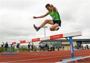 24 June 2023; Matei Ursachi, from St Pauls Raheny, Leinster, on his way to winning the Boys 1500m Steeplechase during the 123.ie Tailteann School’s Interprovincial Games at the SETU Campus in Carlow. Photo by Matt Browne/Sportsfile