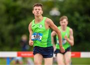 24 June 2023; Matei Ursachi, from St Pauls Raheny, Leinster, on his way to winning the Boys 1500m Steeplechase during the 123.ie Tailteann School’s Interprovincial Games at the SETU Campus in Carlow. Photo by Matt Browne/Sportsfile