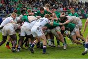 24 June 2023; Ireland players engage a maul during the U20 Rugby World Cup match between England and Ireland at Paarl Gymnasium in Paarl, South Africa. Photo by Shaun Roy/Sportsfile