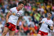24 June 2023; Conn Kilpatrick of Tyrone celebrates after kicking a point during the GAA Football All-Ireland Senior Championship Preliminary Quarter Final match between Donegal and Tyrone at MacCumhaill Park in Ballybofey, Donegal. Photo by Brendan Moran/Sportsfile