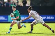 24 June 2023; John Devine of Ireland gets past Chandler Cunningham-South of England during the U20 Rugby World Cup match between England and Ireland at Paarl Gymnasium in Paarl, South Africa. Photo by Shaun Roy/Sportsfile