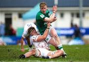 24 June 2023; Andrew Osborne of Ireland is tackled by Finn Carnduff of England during the U20 Rugby World Cup match between England and Ireland at Paarl Gymnasium in Paarl, South Africa. Photo by Shaun Roy/Sportsfile