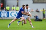 24 June 2023; Mick O’Grady of Kildare in action against Karl O’Connell of Monaghan during the GAA Football All-Ireland Senior Championship Preliminary Quarter Final match between Kildare and Monaghan at Glenisk O'Connor Park in Tullamore, Offaly. Photo by Seb Daly/Sportsfile