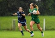 25 June 2023; Orlagh Lally of Meath in action against Aoife Murray of Waterford during the TG4 Ladies Football All-Ireland Championship match between Waterford and Meath at Fraher Field in Dungarvan, Waterford. Photo by Matt Browne/Sportsfile