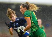 25 June 2023; Aoife Minogue of Meath in action against Emma Murray of Waterford during the TG4 Ladies Football All-Ireland Championship match between Waterford and Meath at Fraher Field in Dungarvan, Waterford. Photo by Matt Browne/Sportsfile