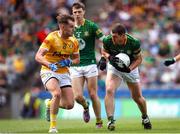 25 June 2023; Dominic McEnhill of Antrim in action against Padraic Harnan of Meath during the Tailteann Cup Semi Final match between Antrim and Meath at Croke Park in Dublin. Photo by Michael P Ryan/Sportsfile