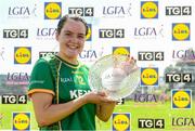 25 June 2023; Niamh Gallogly of Meath with her player of the match trophy after the TG4 Ladies Football All-Ireland Championship match between Waterford and Meath at Fraher Field in Dungarvan, Waterford. Photo by Matt Browne/Sportsfile