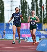 25 June 2023; Ireland Modern Pentathletes Hanna D'Aughton, left, and Sive Brassil warm up before the Women's Modern Pentathlon at the AWF Sports Centre Arena during the European Games 2023 in Krakow, Poland. Photo by David Fitzgerald/Sportsfile